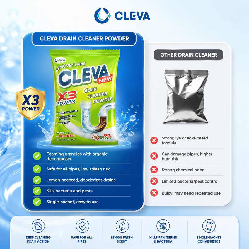CLEVA compared with ordinary drain cleaners