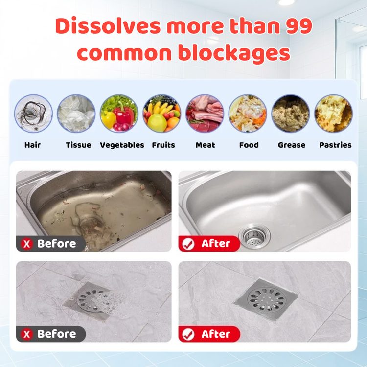 Dissolves more than 99 common blockages