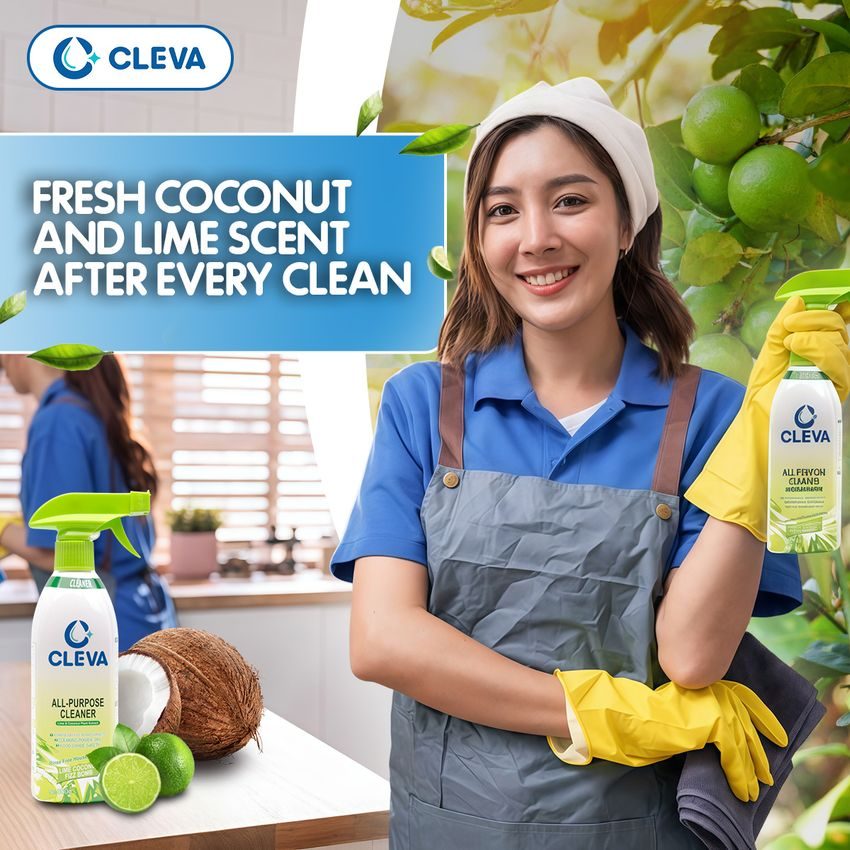Housekeeper smiling with CLEVA Multi-Purpose Spray